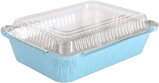 KitchenDance 3.75 Pounds Colored Aluminum Pans with Plastic Lids - Aluminum Casserole Pans With Lids, Heavy Duty Foil Pans, To Go Aluminum Pans With Lids for Cooking, Freezing & Storage - 3227P