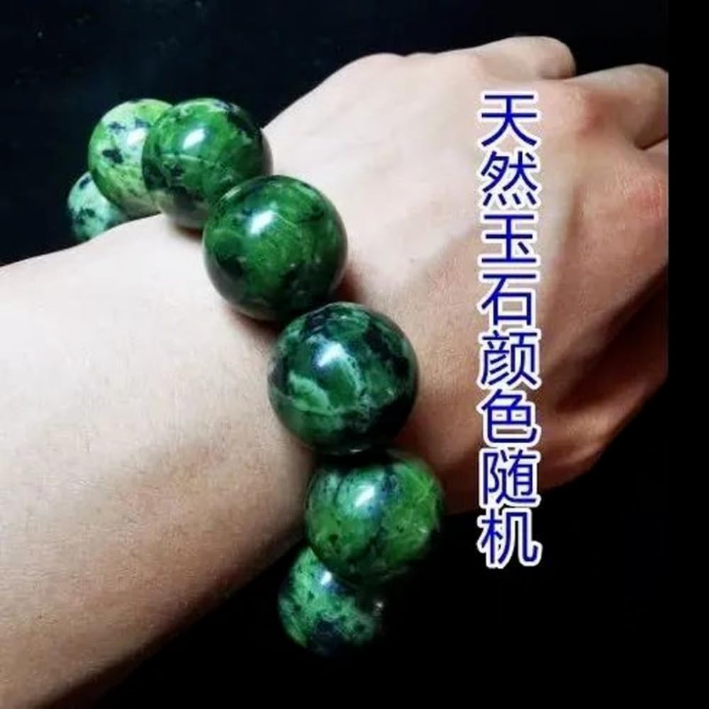 20 mm riesige natürliche grüne Emerald Runde Perlen elastische Armband Mode