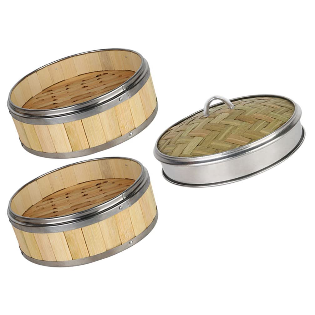 SHERCHPRY1 Set Long Bao Steamer Bamboo Steamed Stuffed Bun Stainless Steel