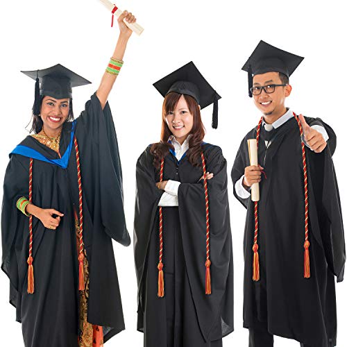 Image of TecUnite Graduation Cords Honor 2026 Polyester Yarn Decorative Garland Twist Ties with Tassels for Bachelor Gown Graduation(Red with Gold)