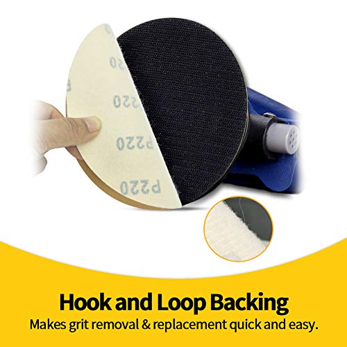 SPEEDWOX 50 Pcs 6 Inches Sanding Discs 220 Grit Dustless Hook and Loop Sandpaper for Random Orbital Sander Yellow Finishing Discs for Automotive Woodworking - Image 4