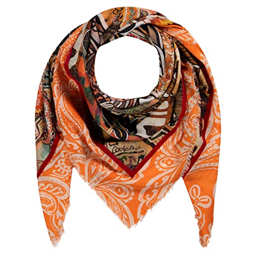 CODELLO Damen Ethno-Tuch mit Elefanten-Motiv aus Baumwolle und Modal ORANGE MEDIUM Onesize Cover