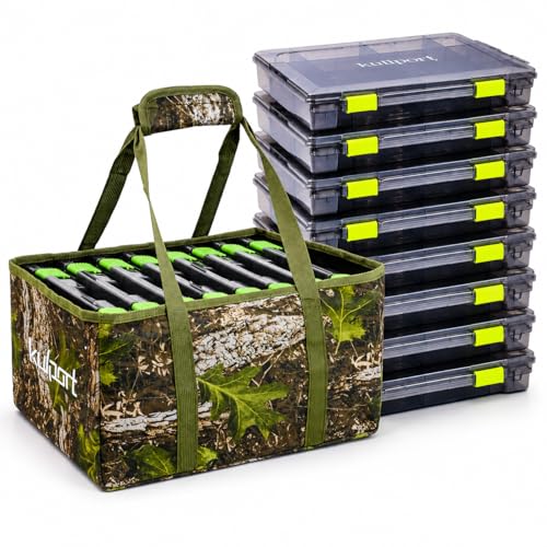 KULPORT Fishing Tackle Bag Fishing Bags With 8 3600 Boxes for Freshwater Fishing or Saltwater Fishing Non-Slip Shoulder Strap & Suitable for 3700/3600/3500 Tackle Box
