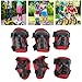Yuecoom 6Pcs / Set Roller Skating Protective Gear Adjustable Knee Elbow Palm Guards for 6‑18 Years Old Knee Pads for Kids Kids Knee Pads and Elbow Pads Set Elbow Pads(red)