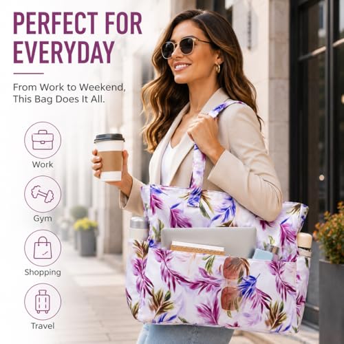 Image of LEDAOU Large Beach Bag Women Waterproof Sandproof Zipper Beach Tote Pool Bag for Swim Gym Grocery Travel with Wet Pocket