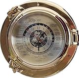 kienzle weltzeituhr messing Exclusive Luxus Bullaugen Uhr mit Weltzeituhr Messing poliert Ø 22 cm.