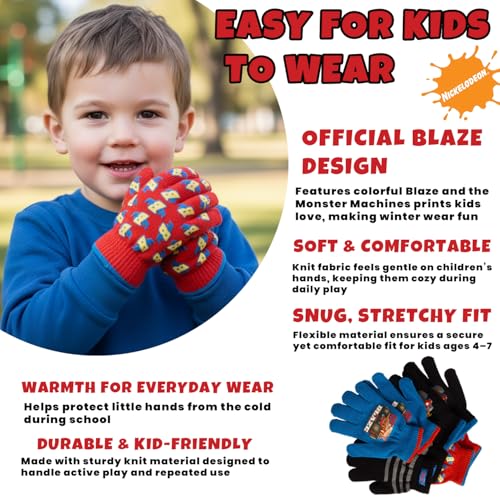 Image of Nickelodeon Boys 4 Pack Mitten or Glove Set: Paw Patrol and Blaze (Toddler /Little Boys)