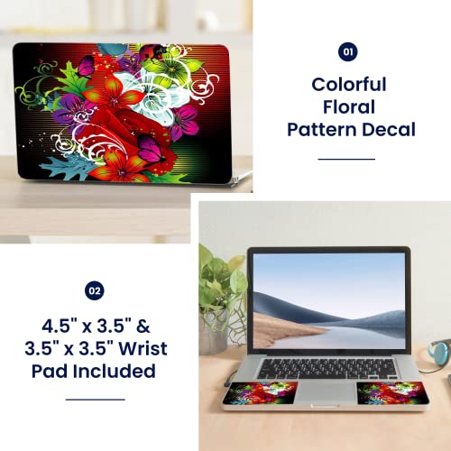 Image of LSS 17 17.3 Inches Laptop Notebook Skin Sticker with 2 Wrist Pads - Reusable Cover Protector Vinyl Sticker Cover Decal Fits 17 inch - 19 inch HP Asus Acer Samsung - Colorful Floral Pattern