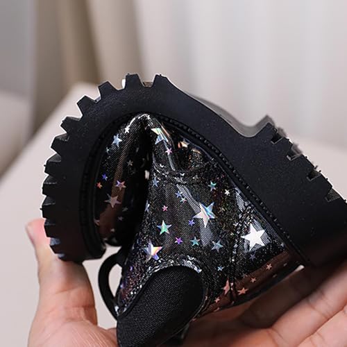 IWIHMIV Girls Winter Boots Kids Short Boots with Zipper Non Slip Casual Warm Lace Up Dress Ankle Booties4