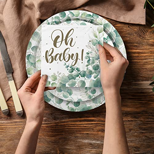 Sage Greenery Baby Shower Party Supplies Disposable Paper Plates Napkins Cups For Boho Greency Party Decorations, Serve 16. #TOP5