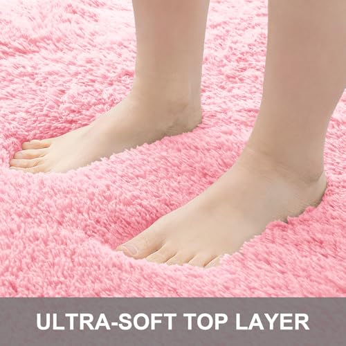 OLANLY 5x8 Machine Washable Large Area Rugs for Living Room, Bedroom, Soft Fluffy Shaggy Bedside Rug, Indoor Floor Carpet for Kids Girls and Boys, Dorms, Nursery, Home Decor Aesthetic, Pink