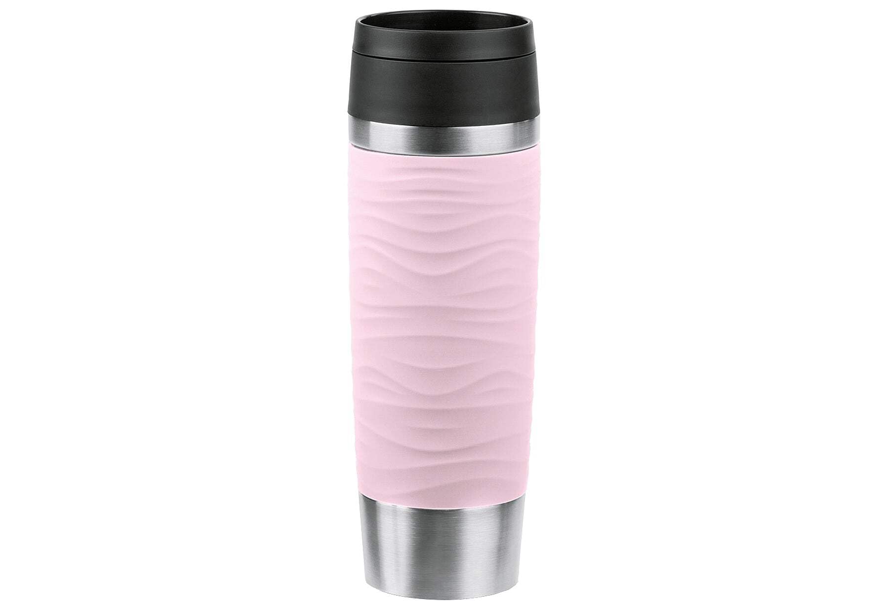Emsa N20227 Travel Mug Wave kubek termiczny 0,5 litra | nowa komfortowa zakrętka | stal nierdzewna | 6 h gorąca i chłodna przez 12 h | 100% szczelności | nadaje się do mycia w zmywarce | otwór do