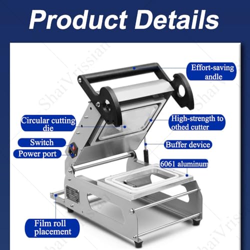 Máquina de sellado térmico, envasado semiautomático de alimentos con rollo de película, acero inoxidable, sellado eficiente para cajas de comida para llevar y bandejas de carne