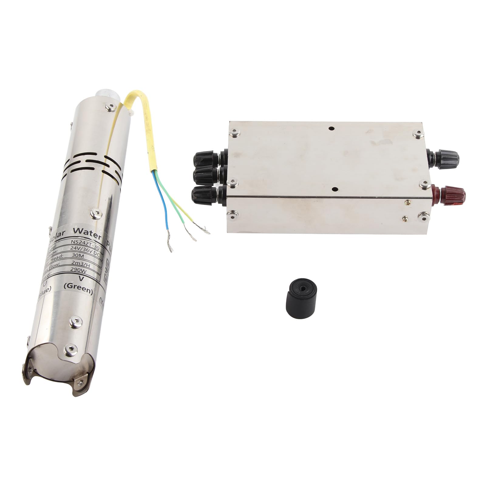 Aramox Bomba de Tornillo Bomba de Agua Solar de Acero Inoxidable Sumergible sin Escobillas de 24 V 18 V a 45 con Controlador MPPT 2 M3 por H para Riego de Pozos Transferencia de Agua de Granja