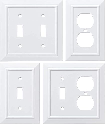 Miniatura 4 de Franklin Placa de paredplaca para interruptoresfunda simple de arquitectura clásica de bronce Blanco W35242-PW-C