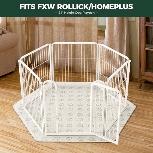 Image of FXW Washable Pee Pads for Dogs, Leak-Proof & Non-Slip, Specifically Designed for FXW Rollick /Homeplus 24inch 6 Panels Dog Playpen, 31 inch Hexagon, Khaki, 2 Packs