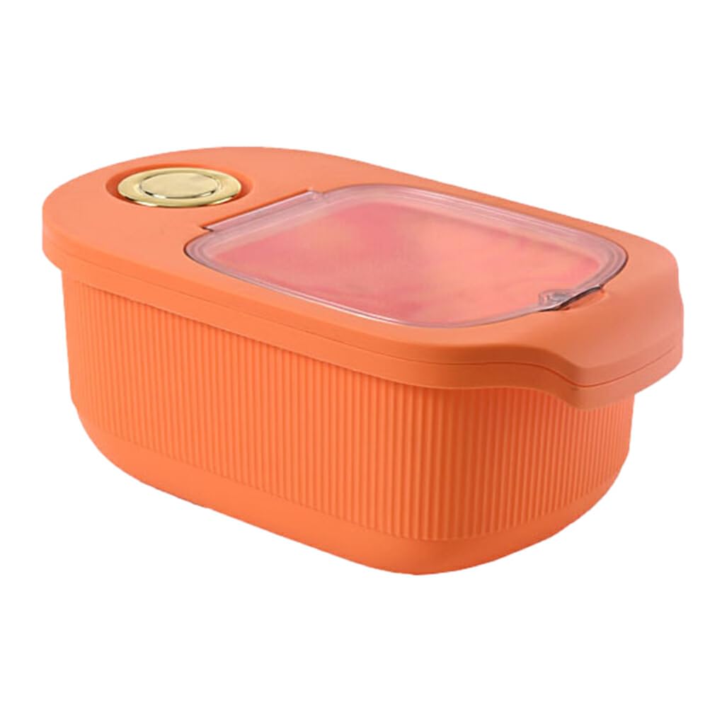 BOKIOESDE Large Capacity Rice Bucket Safe And Durable Storage Container For Rice And Grains Safe For Food Contacting ABS Rice Box, Orange, 5kg