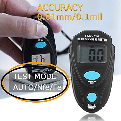 TANGIST High Accuracy EM2271 Mini Thickness Gauge Electronic Width Measuring Instruments Car Paint Thickness Meter Paint Coating Thickness Tester Tool (Color : Black)