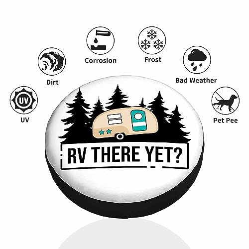 Image of Rv There Yet Quote Spare Tire Cover Park Travel Campfire Outdoor Expedition Weatherproof Universal Wheel Protectors Camper Tire Covers for Trailer Rv Travel(17 inch)