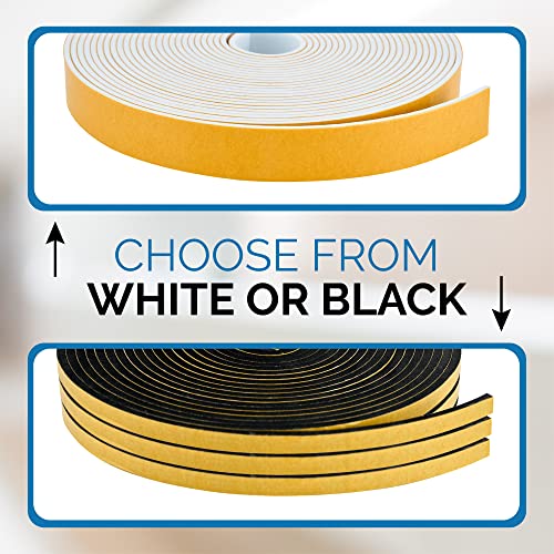High Density Foam Weather Stripping Door Seal Strip Insulation Tape Roll For Insulating Door Frame, Window, Air Conditioner | Self Adhesive Sealing Weatherstrip (Black, 1/4 In 1/8 In 50 Ft) #TOP4
