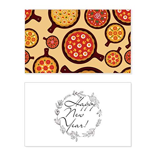 Tarjeta conmemorativa de Año Nuevo Pizza Italia con mensaje impreso de bendición