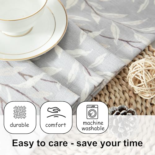 Image of VOGOL Leaf Print Door Curtains, Linen Textured Decorative Front Door Panels, Rod PocketLight Filtering Curtain Panel for Kitchen, 1 Piece, 25 x 72 in