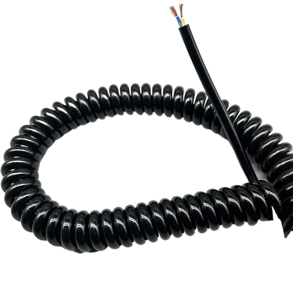 Cable de alimentación de 3 núcleos en espiral de 1 metro flexible de red