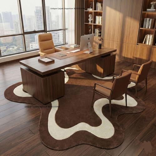 Image of Irregular Hand Tufted Carpet 6x8 Ft Modern Abstract Wool Area Rug for Living Room Bedroom Soft Plush Decorative Contemporary Floor Accent Decor