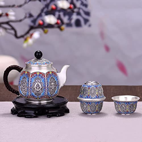 Gohq 8 Pcs Vintage China Tea Sets,999 Sterling Silver Tea Service Set For 6, Handmade Tea Cup Set With Teapot, Creamer Pitcher, Tea Party Sets For Women & Gift #TOP2