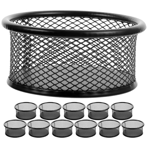 healvian 12個 属メッシュ製形針筒 多機能バインダークリップ収納ホルダー オフィス文具整理用コンパクトペーパークリップケース