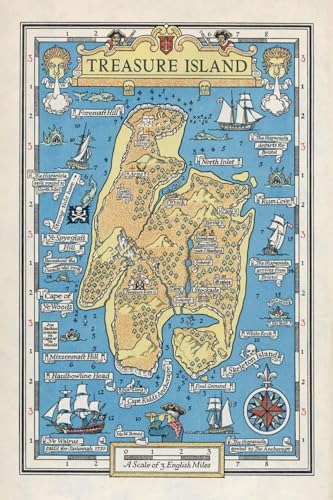 ART.COM Wall Art Print Map of Treasure Island by Monro