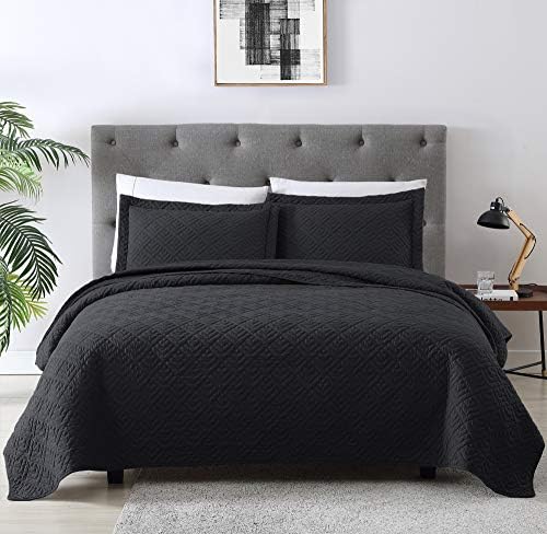 EXQ Home Quilt Set King Size Black 3 