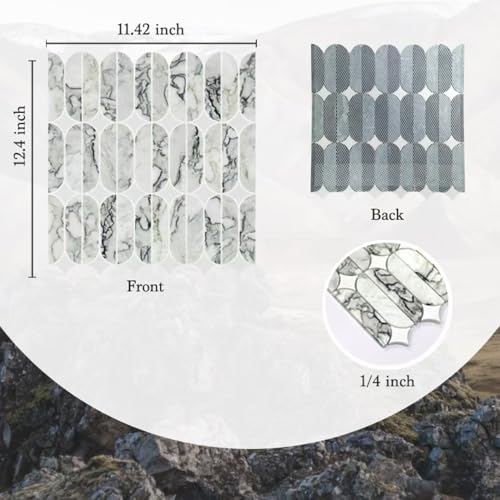 Mosaic Tile Backsplash Tiles for Kitchen 5 Sheets Bathroom Floor Wall Interior Decorative Water-Jet Stone Mosaic Tiles for Kitchen Wall Floor Backsplash ‎4.78 Square Feet (Gray and White)