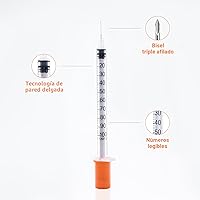 Vista 3 de U-100 - Jeringa de calibre 31 de 1 cc, 5/16 pulgadas, empaquetada individualmente, paquete de 20