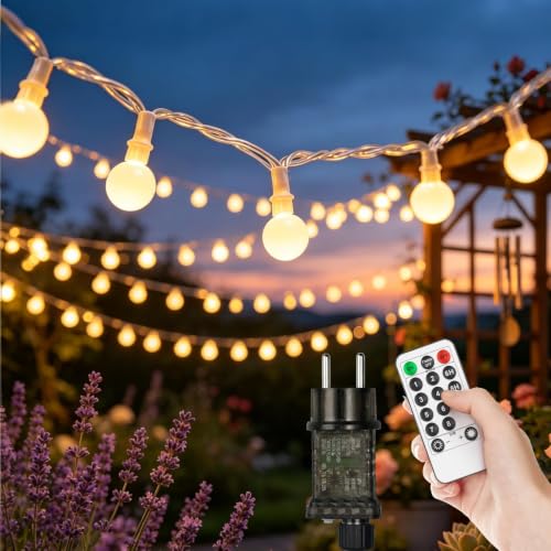 LED Lichterkette Outdoor 15m 100 LEDs - IP44 wasserdicht für Garten & Balkon...