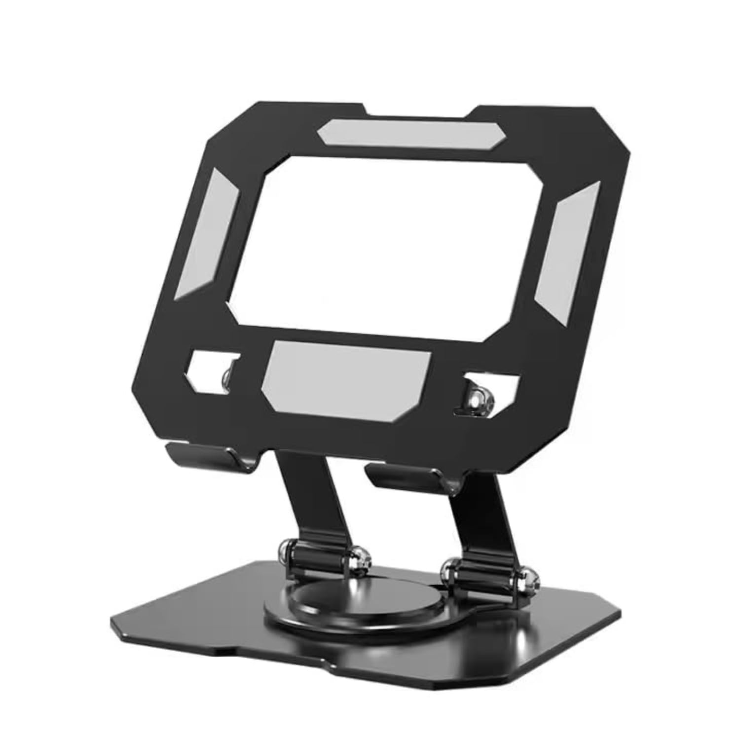 Metal Ergonomic Rotation Portable Tablet PC Stand | Foldable Adjustable 360 Rotating Desktop Ipad | Phone | Tablet Holder for Office | Home Shelf | Bed | Car (1-Pcs)