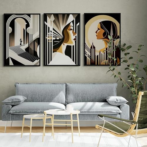 Art mural abstrait moderne de visages féminins pour décorer le salon familial