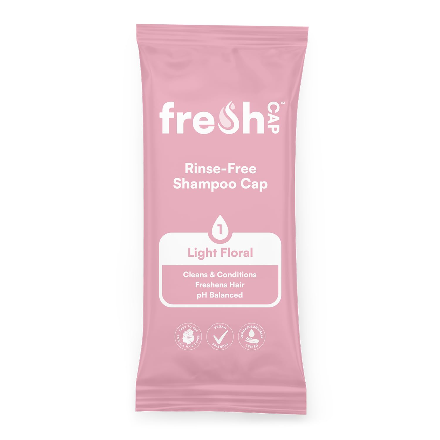 freshWIPESLight Floral Shampoo Cap Pack of 1 - No Rinse for Elderly or Disabled - Cleanses & Conditions for No Shower Access, Camping & Festival Use - Dermatologically Tested