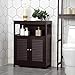 VASAGLE Bathroom Floor Cabinet, Freestanding Bathroom Storage Cabinet with Double Shutter Doors and Adjustable Shelf, for Living Room, Entryway, Kitchen, Brown UBBC40BR