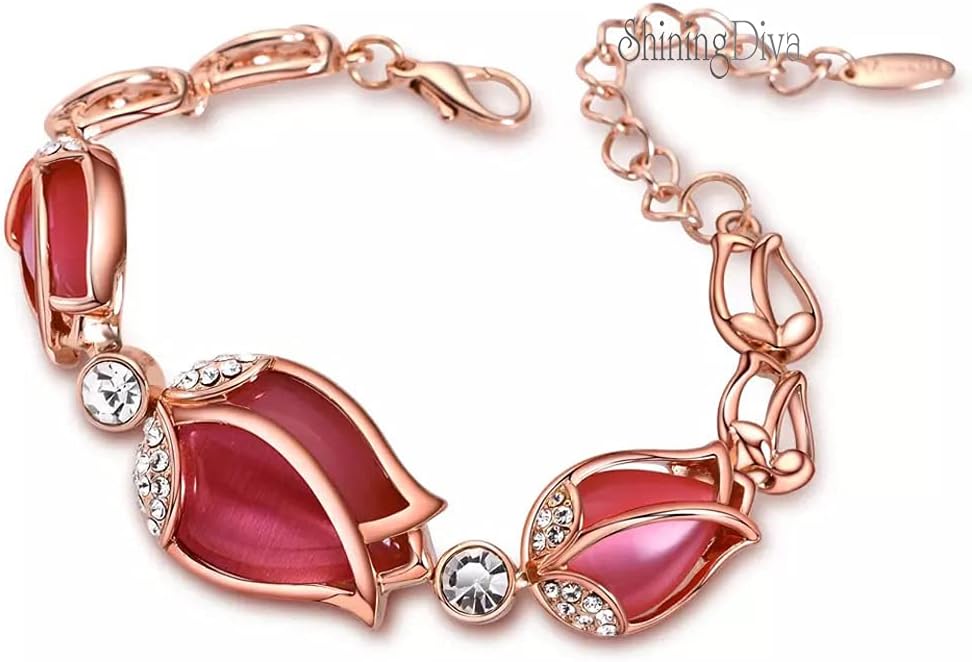 Shining Diva Fashion Latest Stylish Rose Gold Austrian Crystal Bracelet for Women and Girls (11943b), free