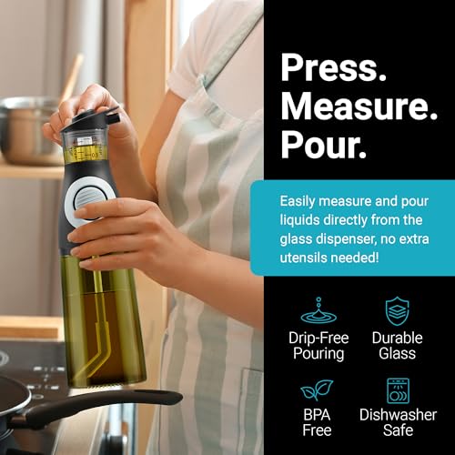 Belwares Oil and Vinegar Dispenser Set - Glass Olive Oil Cruet Bottles with Measuring Cup - Non-Drip Kitchen Dispenser for Cooking, Salad Dressing, and Meal Prep - 2 Dishwasher-Safe Containers - image 2