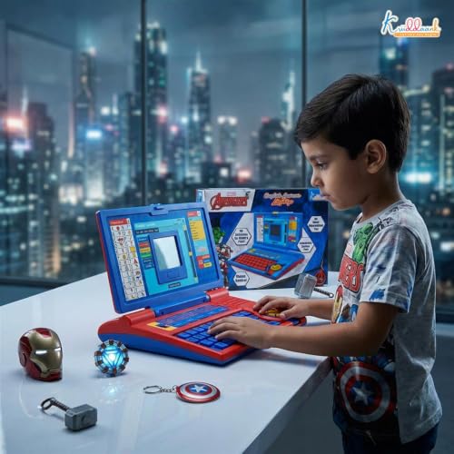 Image of Avengers Educational Laptop for Kids, 20 Learning Activities for 3+ Year Old Boys, Interactive Toy for Alphabet, Numbers, Math, Music & Logic, Memory Skill Development, Birthday Gift - Red