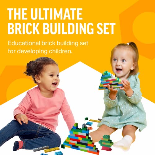 Brickyard Building Blocks 1,100 Piece Building Bricks Toy - Bulk Block Set With 154 Roof Pieces, 2 Free Brick Separators, Compatible With Lego #TOP1