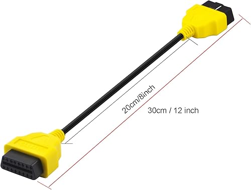 Miniatura 5 de 1 pie 11.8 in 12 "OBD II OBD2 16 Pin macho a hembra Cable de extensión de diagnóstico del coche adaptador de cable negro