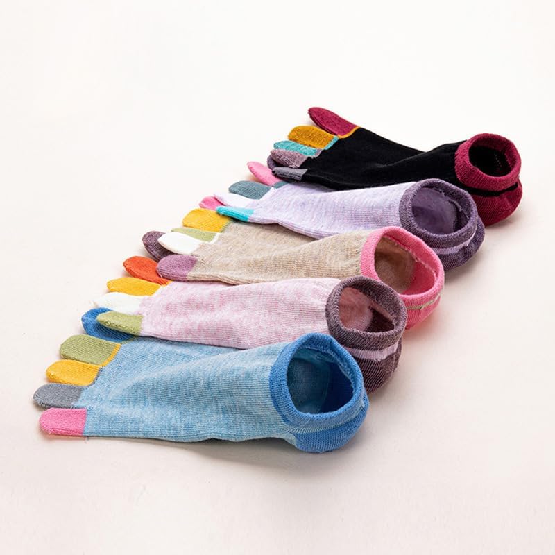 5Pcs Women's Toe Sock Cotton Crew Socks Five Finger Running Athletic Toe Socks - Image 9