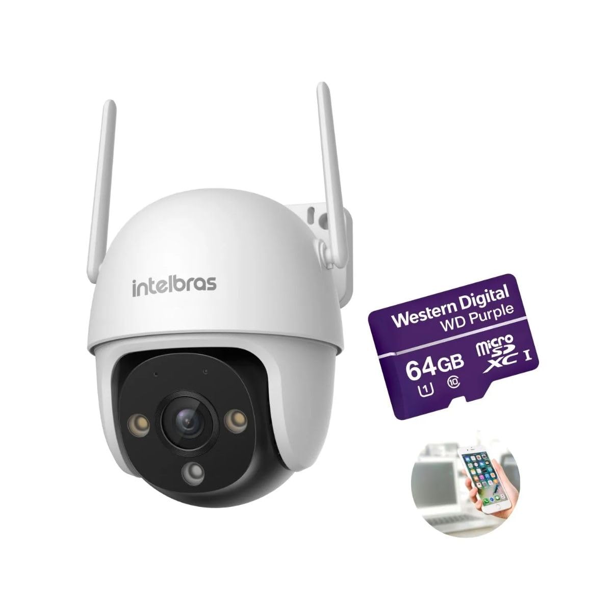 Câmera Wi-Fi 360° IM7 S Intelbras Externa IP66 + Cartão 64GB WD