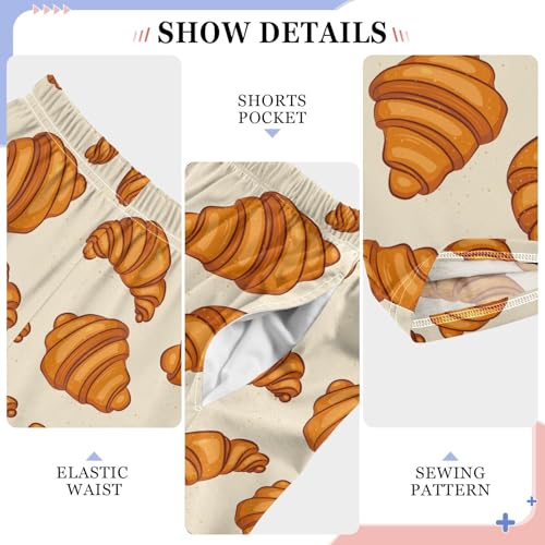 Pajama Pants Soft Lounge Pants with Pockets Crunchy Croissants Sleepwear Bottoms 6-14 Year3