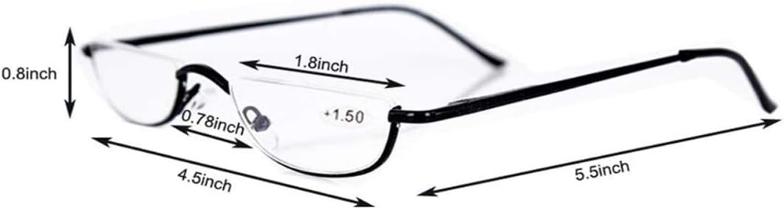 DABYDA Half Reading Glasses,Metal Frame Readers for Women Men with Pouch(4 Pairs 2.0)