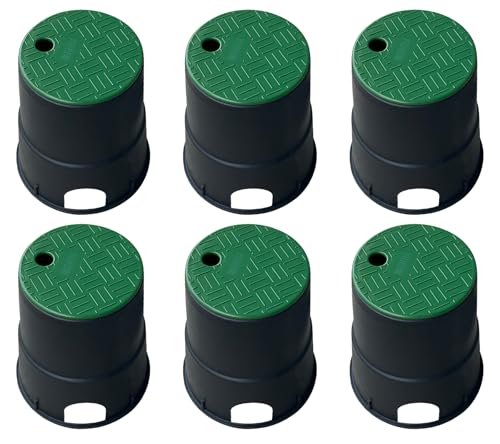 Natotela Durable PP Valve Box-6 Pcs Anti Slip 6 inch Sprinkler Valve Boxes,Round Irrigation Box for Garden Yard Outdoor Lawn Grassland Ground Farm,Plastic Electrical Splice Box for Water Meter