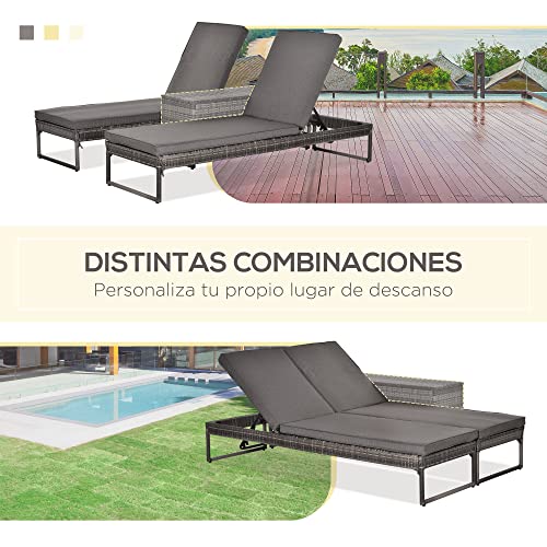 Outsunny-Conjunto-de-2-Tumbonas-de-Jardin-con-Cojines-Acolchados-Ratan-con-Mesa-Auxiliar-para-Piscina-o-Terraza-Carga-160kg-195x60x86-cm-Acero-Gris